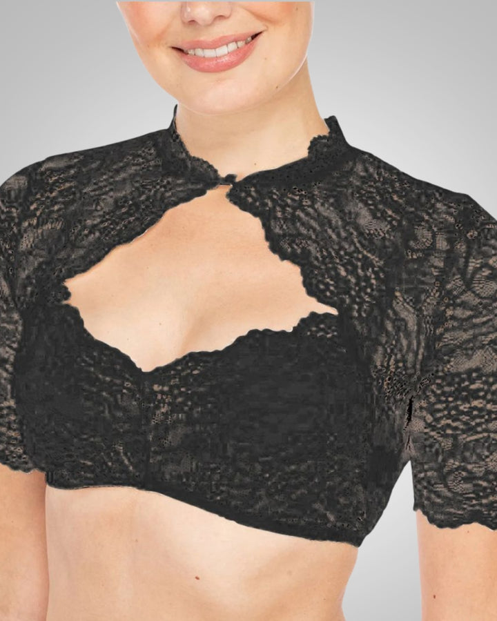 Sandrine | Damen Casual Spitzenmuster Dirndlbluse