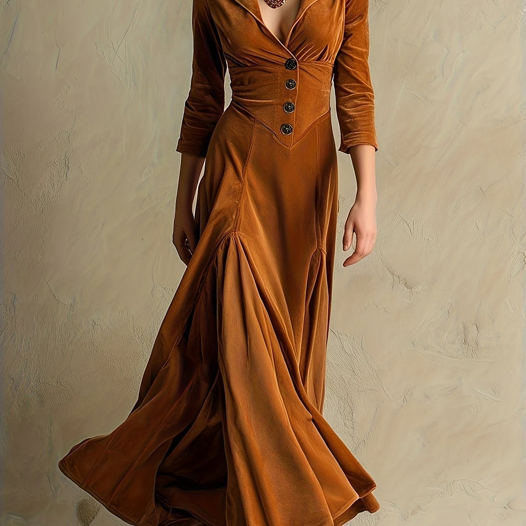 Nadine | Abito maxi da donna dal taglio sartoriale e senza tempo