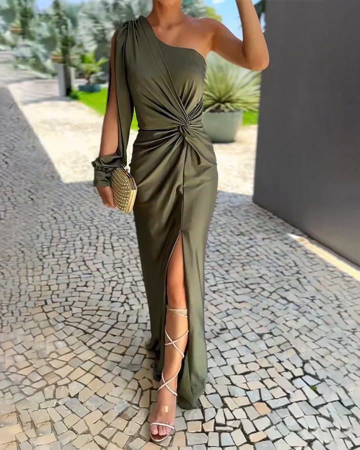 Jessica | Robe élégante à fente haute pour invitée de mariage femme  