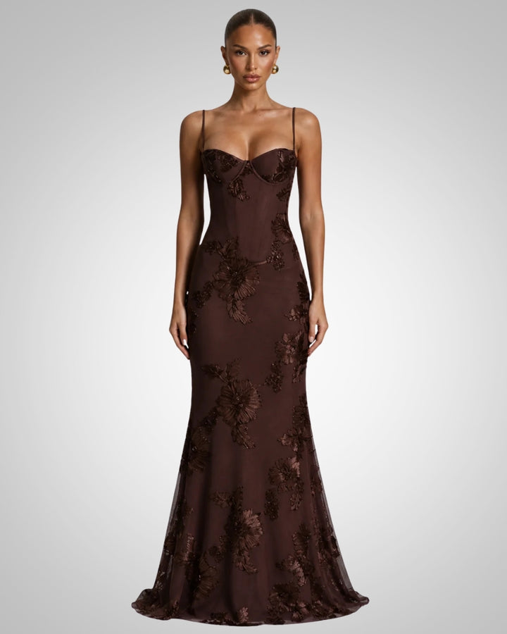 Fabienne | Maxi dress ricamato da donna per invitate a nozze