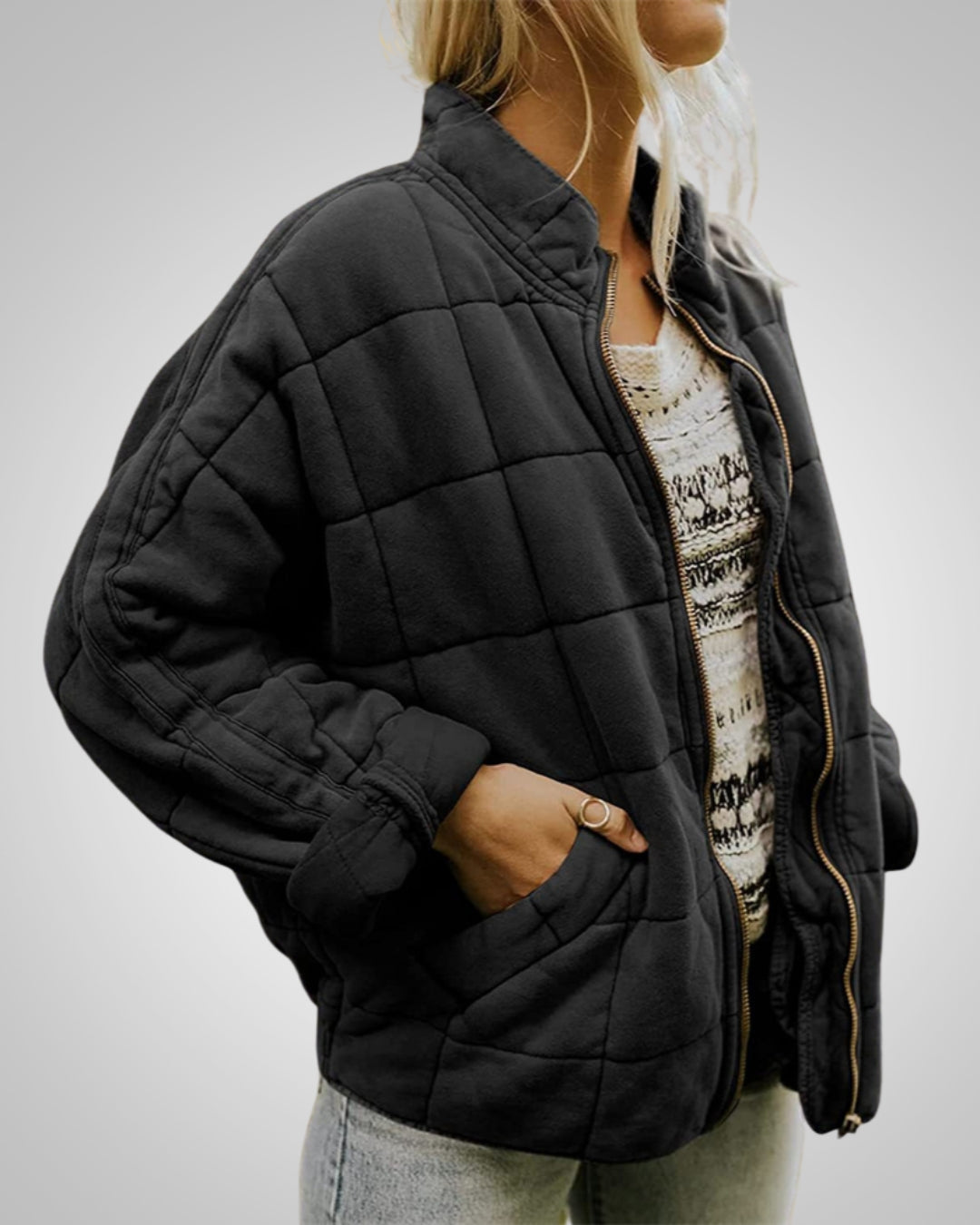 Louisa | Damen Gesteppte Oversized Bomberjacke