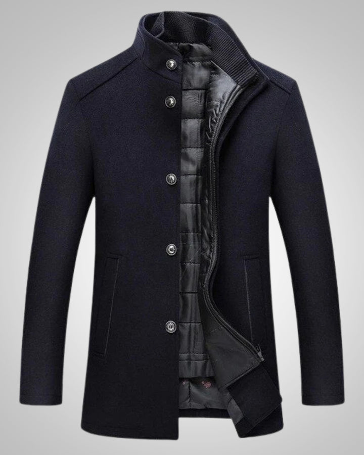 Liam | Manteau classique en laine à col montant pour homme