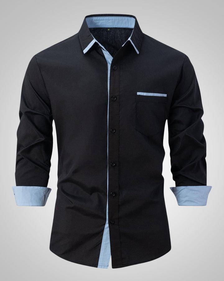 Cyril| Chemise classique à manches longues pour hommes avec poche poitrine  