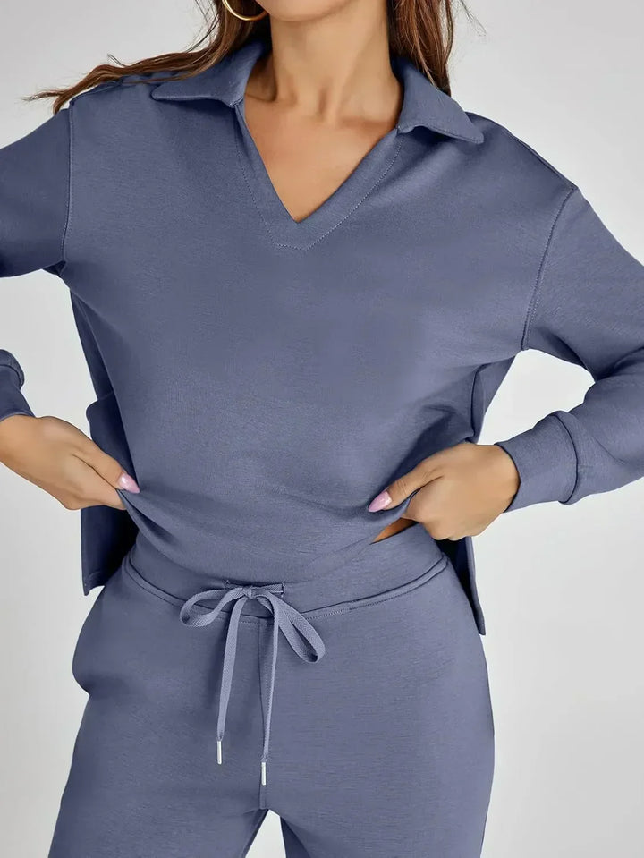 Nela | Damen Komfort Langarm Zweiteiler Set