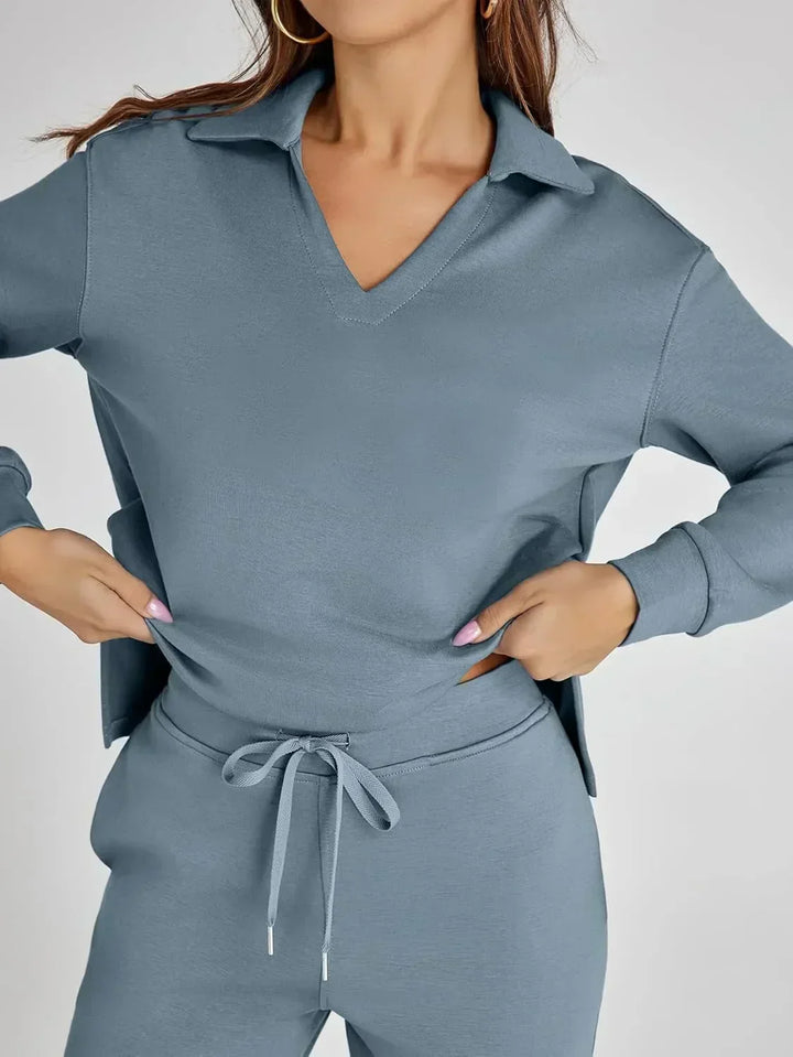 Nela | Damen Komfort Langarm Zweiteiler Set