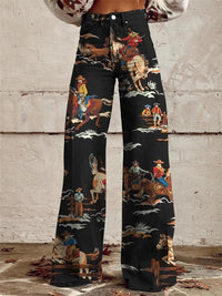 Juliette | Damen Bedruckte Hohe Taille Vintage Schlagjeans