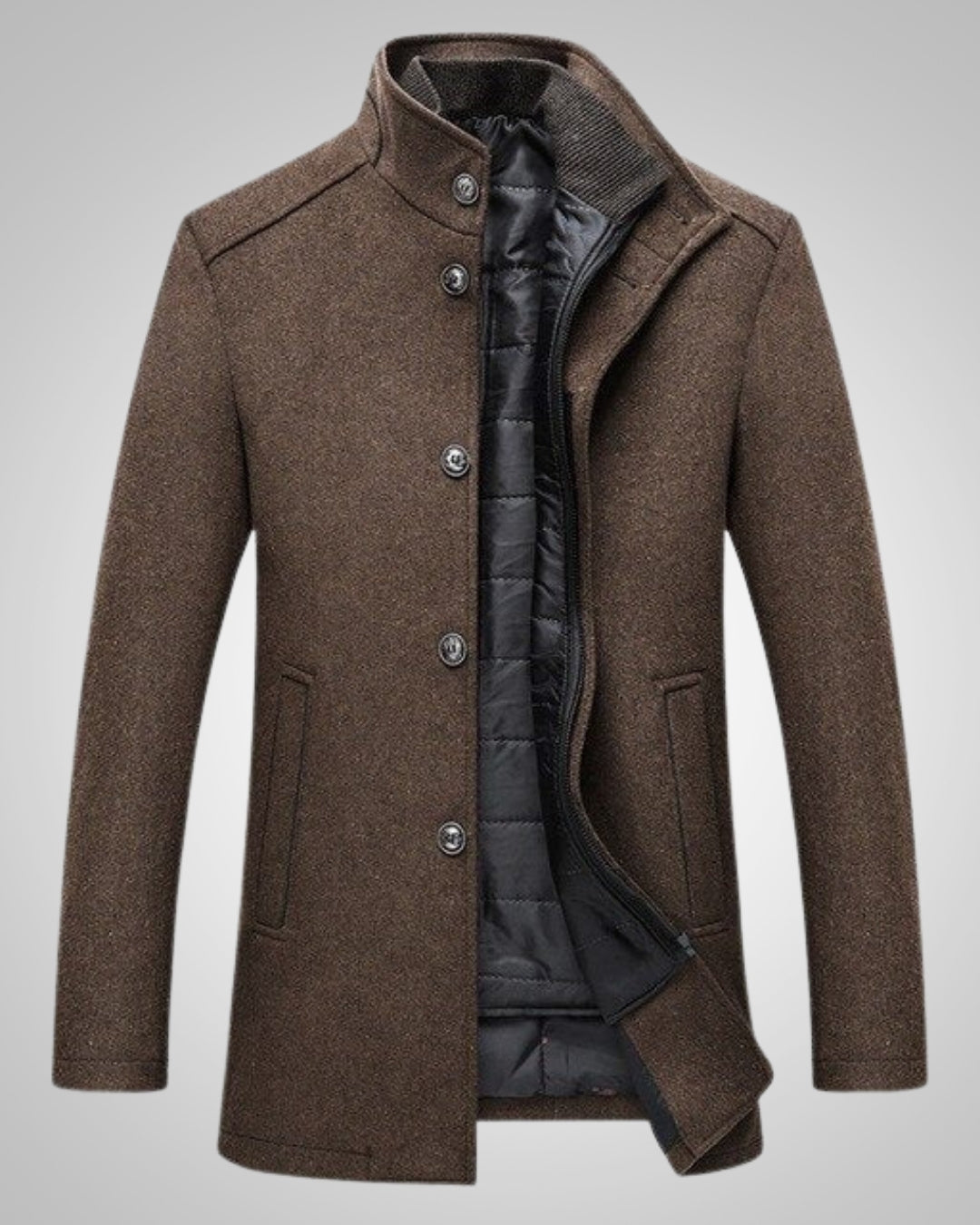 Liam | Manteau classique en laine à col montant pour homme