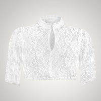Karina | Damen Stehkragen Spitzen-Dirndlbluse