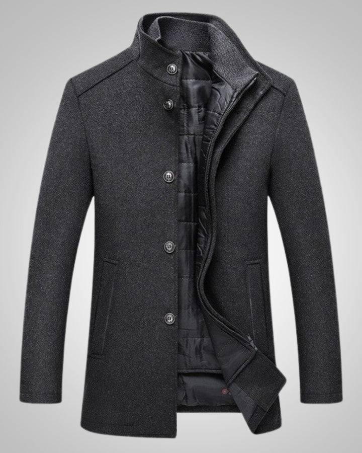 Liam | Manteau classique en laine à col montant pour homme