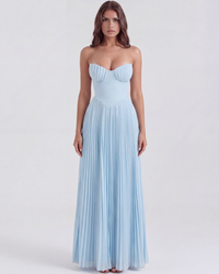 Mirjam | Robe maxi plissée élégante bleu bébé pour femme
