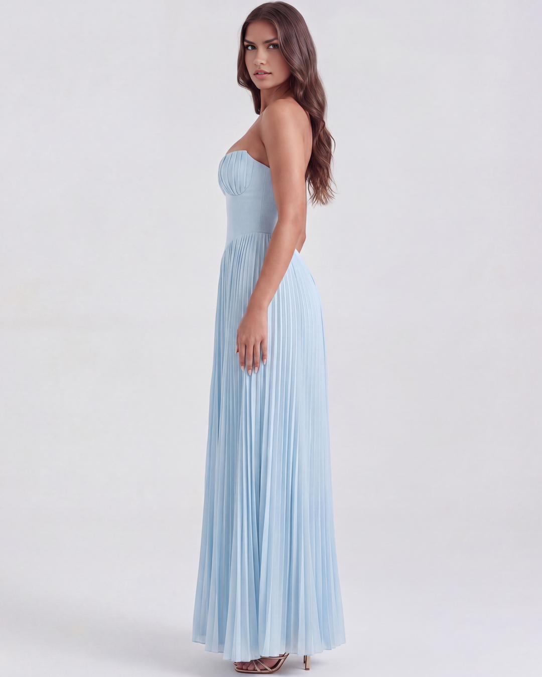 Mirjam | Robe maxi plissée élégante bleu bébé pour femme