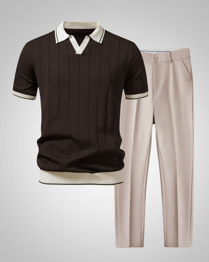 Ezra | Ensemble polo en maille et pantalon tendance pour homme