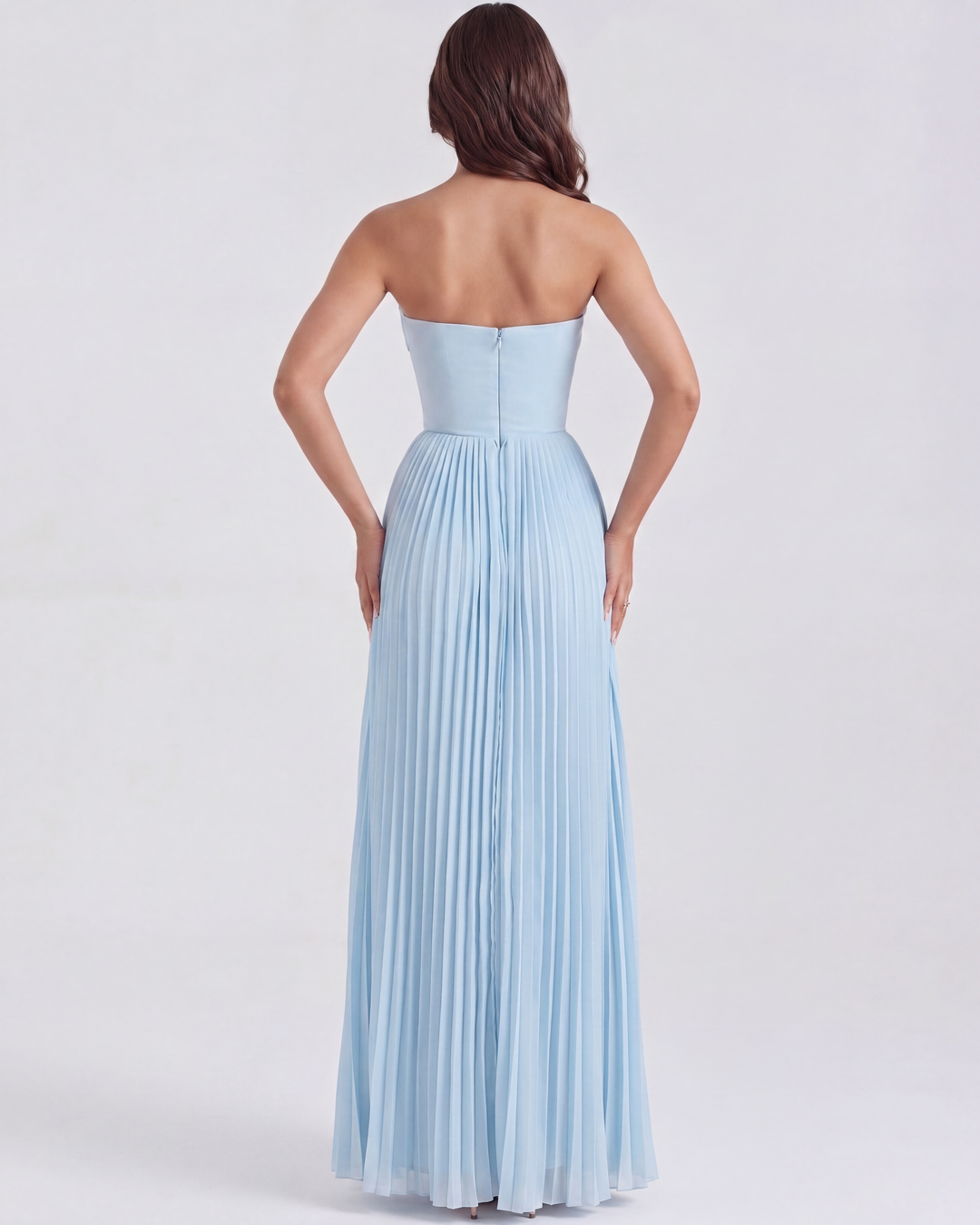 Mirjam | Robe maxi plissée élégante bleu bébé pour femme