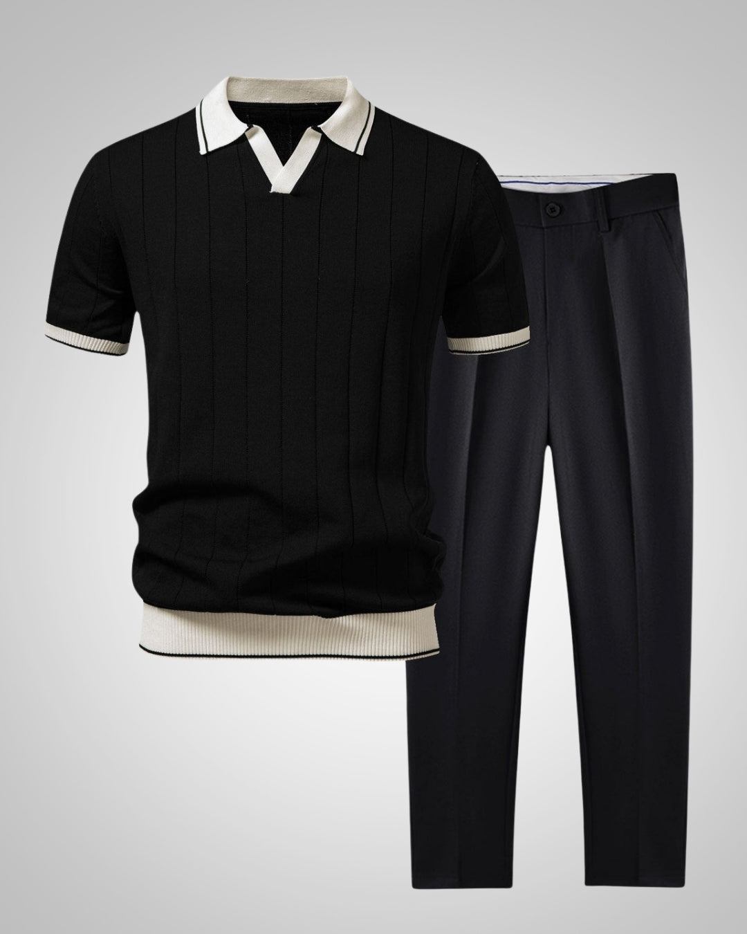 Ezra | Ensemble polo en maille et pantalon tendance pour homme