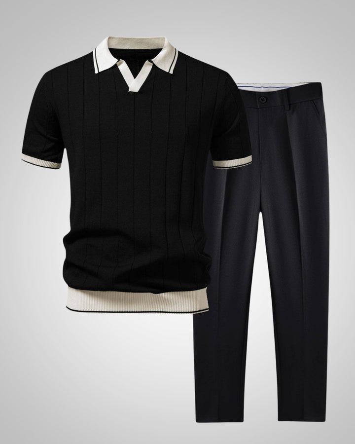 Ezra | Ensemble polo en maille et pantalon tendance pour homme