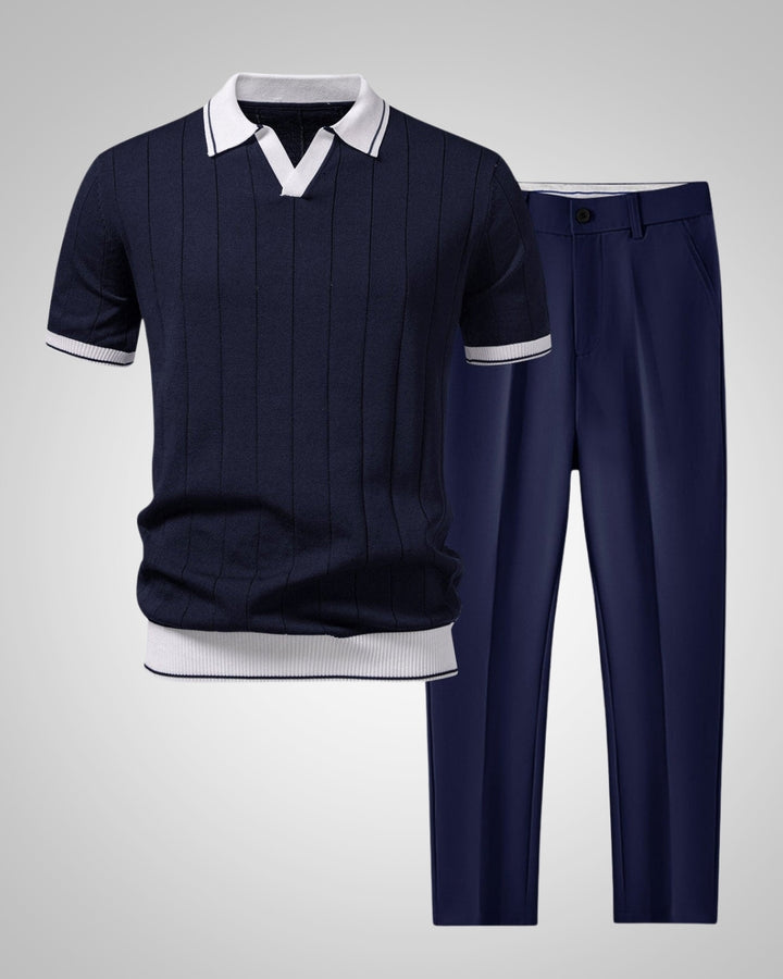 Ezra | Ensemble polo en maille et pantalon tendance pour homme