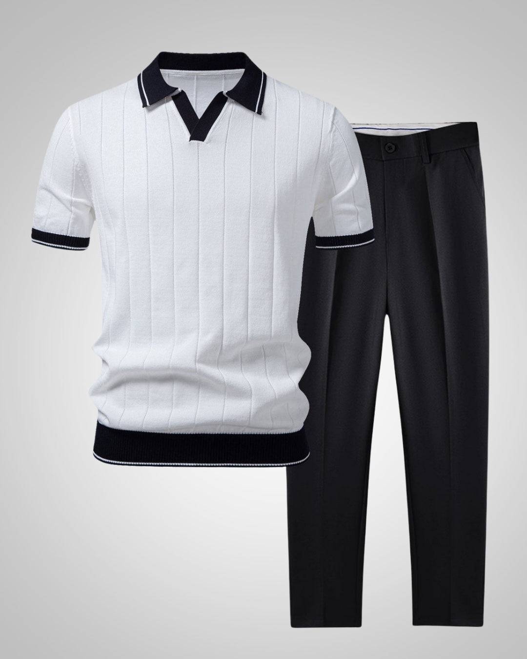 Ezra | Ensemble polo en maille et pantalon tendance pour homme