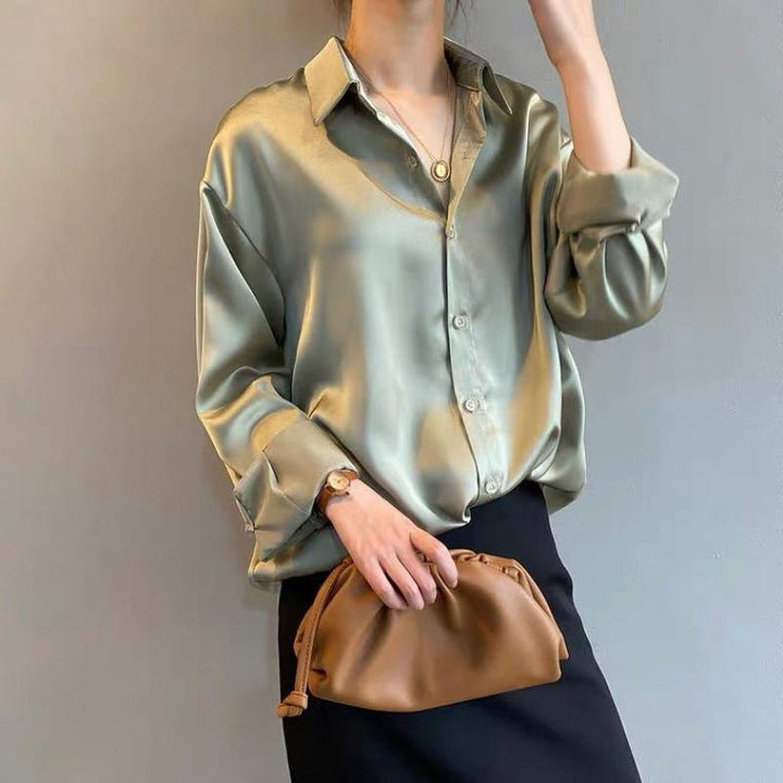 Elvira | Blouse en satin à manches longues d&