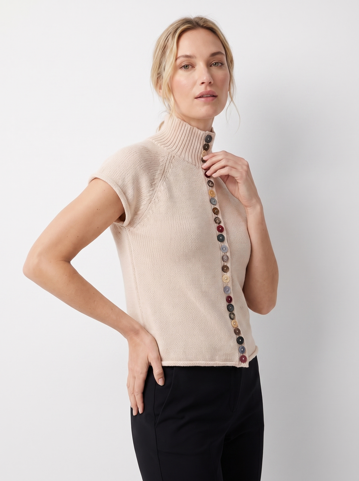 Luana | Damen Klassisches Kurzarm Strickoberteil