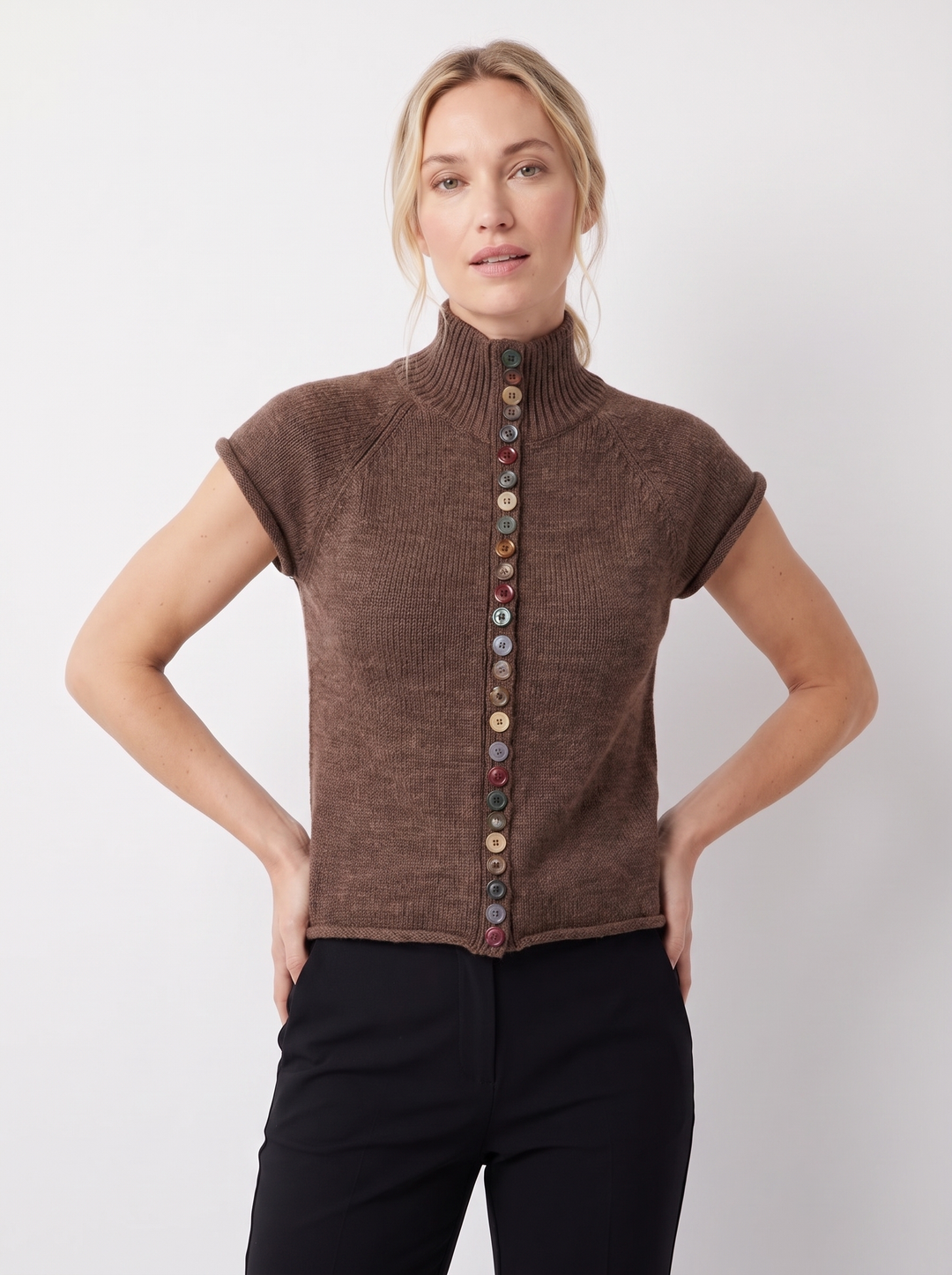 Leonie | Damen Klassisches Kurzärmeliges Strickoberteil