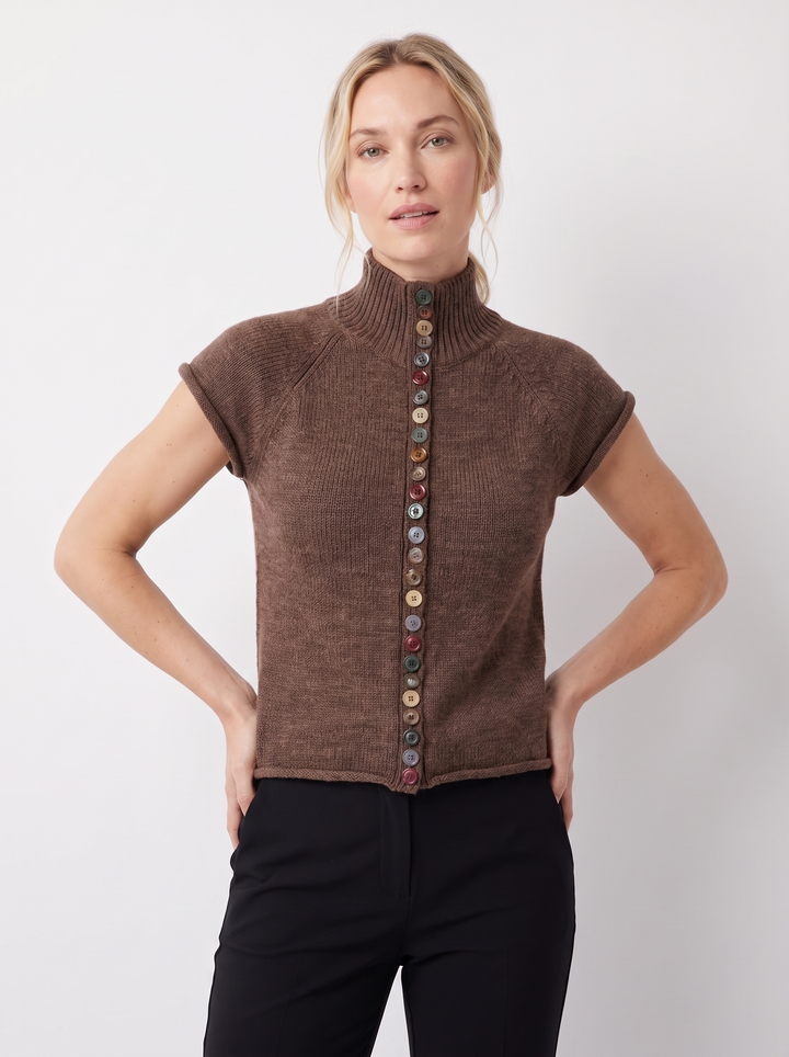 Leonie | Damen Klassisches Kurzärmeliges Strickoberteil