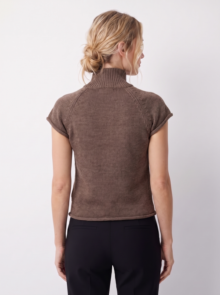 Leonie | Damen Klassisches Kurzärmeliges Strickoberteil