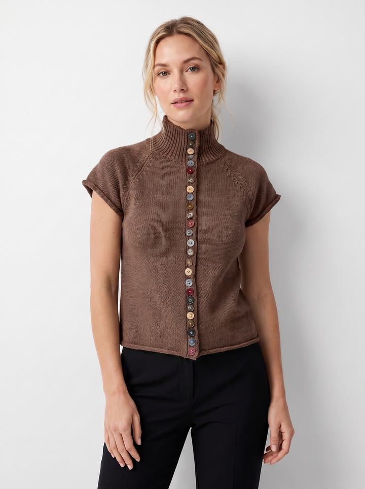 Leonie | Damen Klassisches Kurzärmeliges Strickoberteil