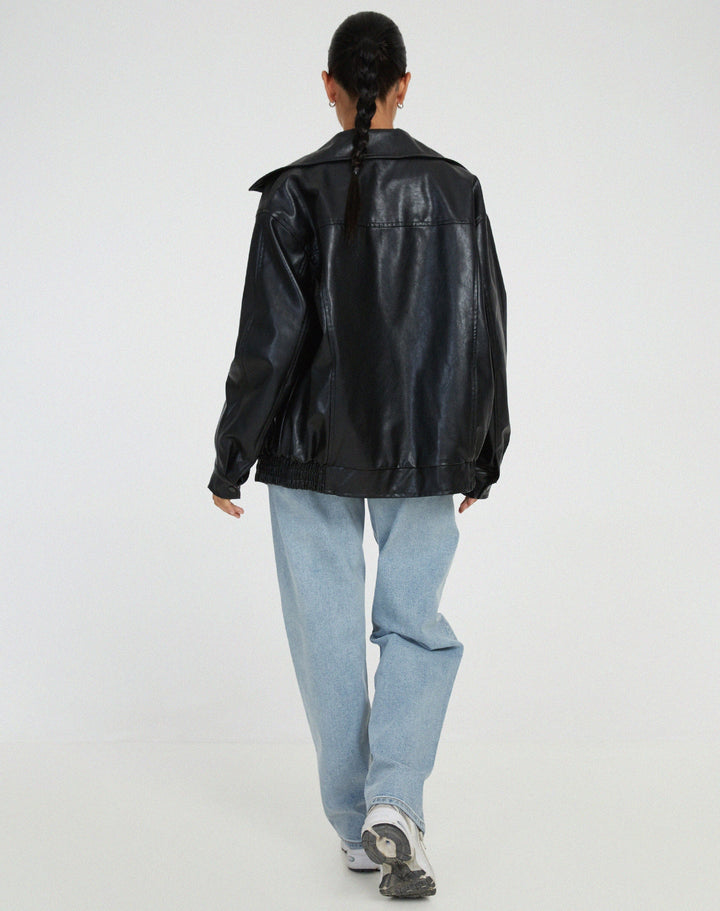 Vera | Damen Vintage Leder Oversized Jacke