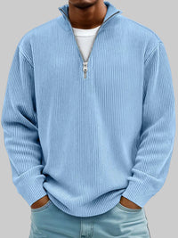 Thierry | Pullover strutturato alla moda da uomo con mezza cerniera