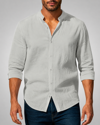 Maximilian | Herren Stehkragen Slim Fit Sommer Hemd