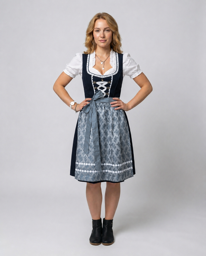 Elisa | Damen Traditionelles Schnürung Dirndl mit Schürze