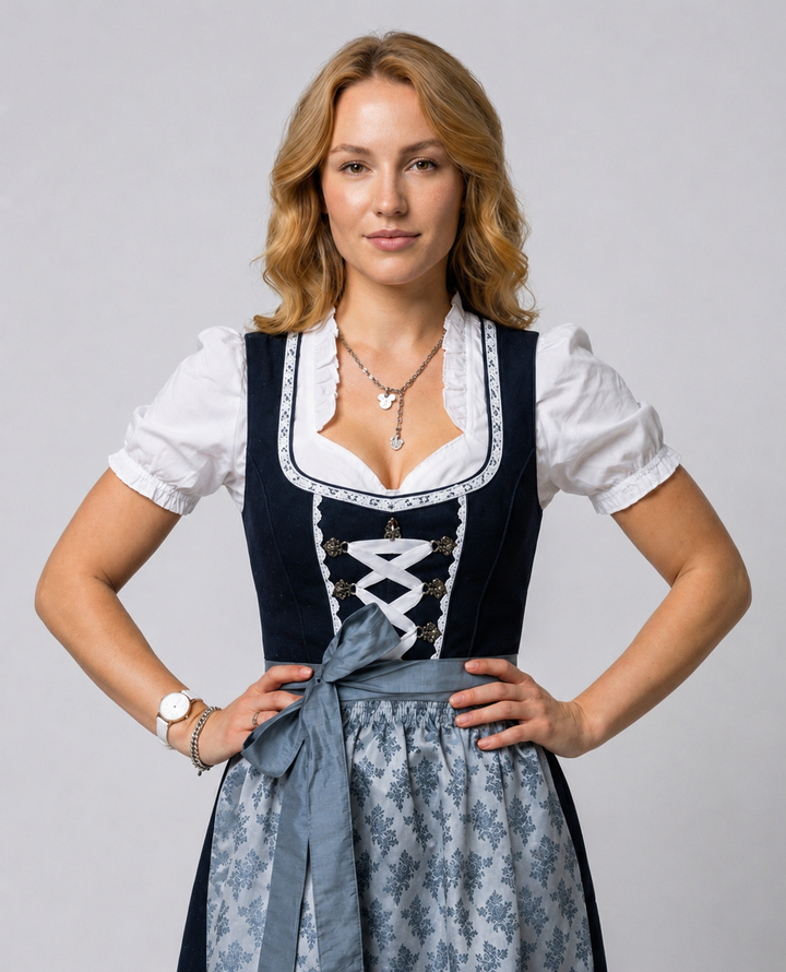 Elisa | Damen Traditionelles Schnürung Dirndl mit Schürze