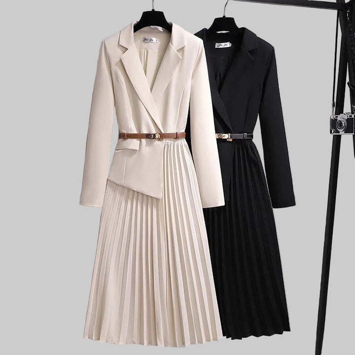 Patrizia | Elegant Pleated Midi Blazer Dress for Women
