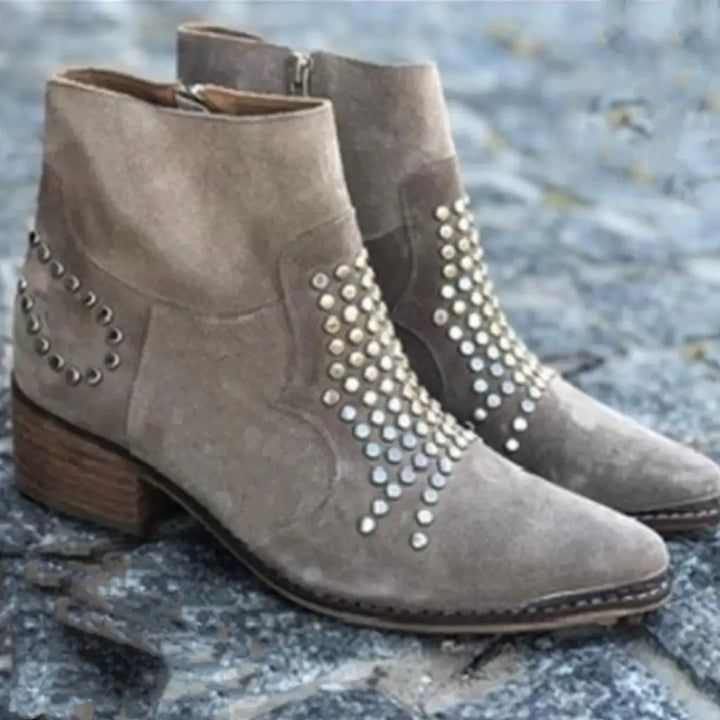 Livia | Polka-Dot Ankle Boots with Mid Heels for Women