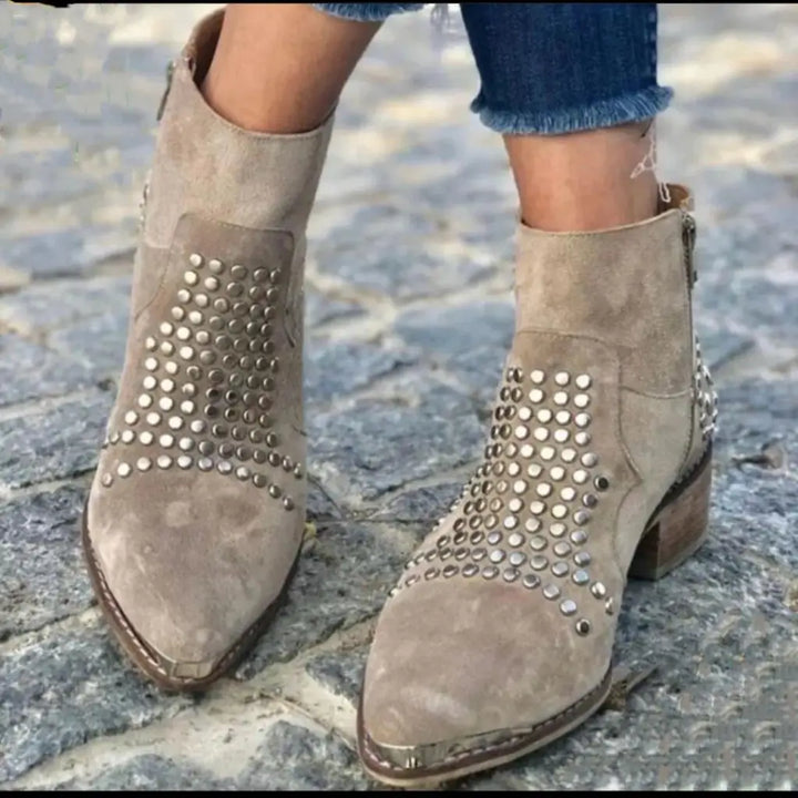 Livia | Polka-Dot Ankle Boots with Mid Heels for Women