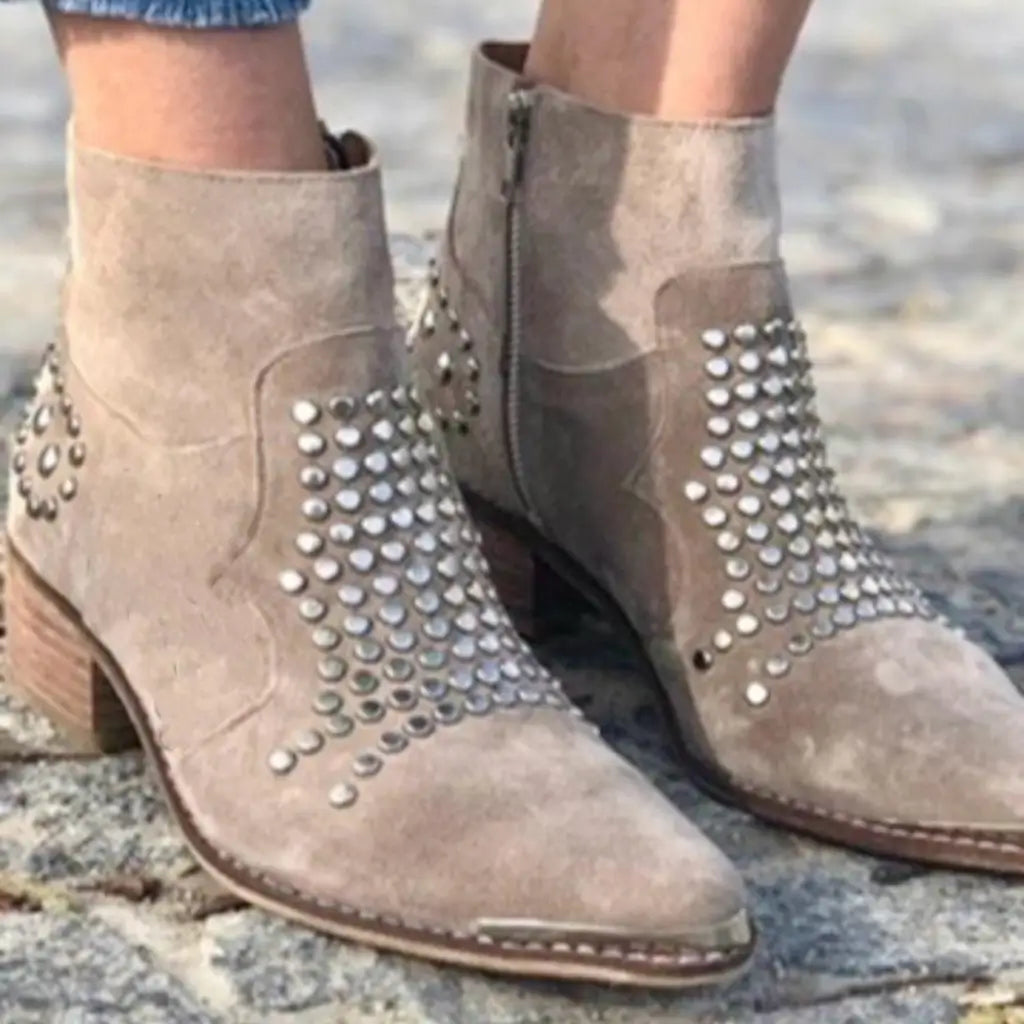 Livia | Polka-Dot Ankle Boots with Mid Heels for Women