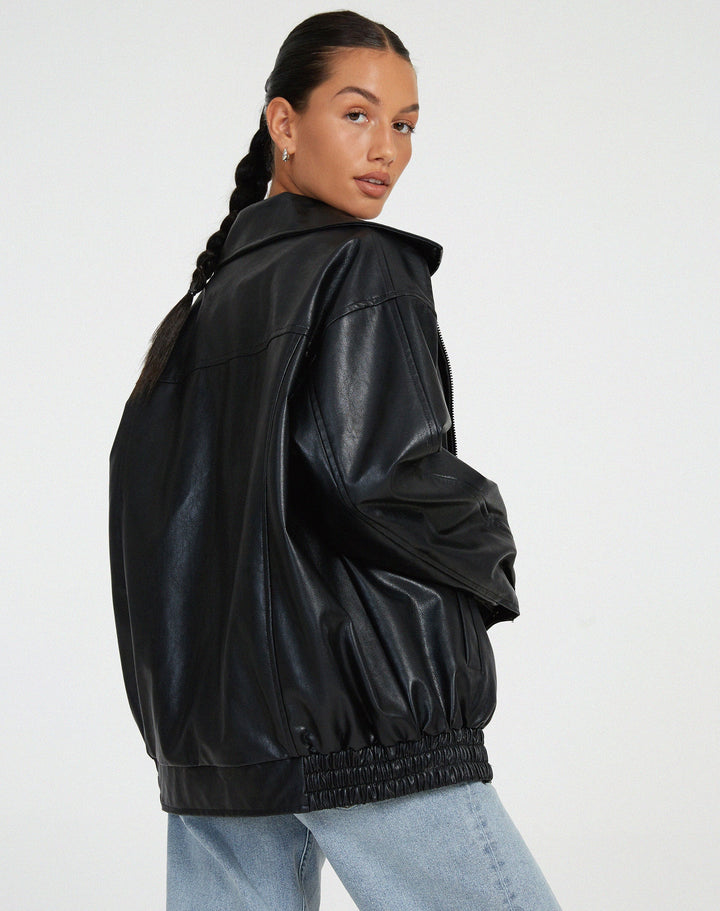 Vera | Damen Vintage Leder Oversized Jacke