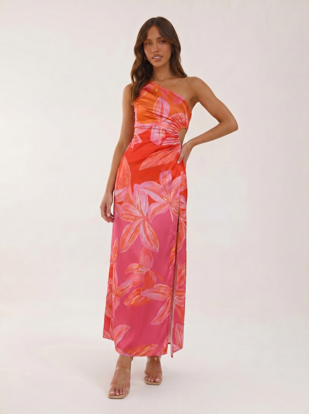 Elisa | Damen Elegantes Rosa Hochzeitsgast-Midikleid
