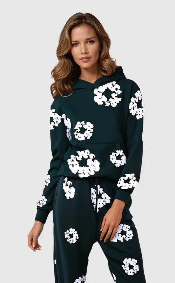 Florence | Felpa con cappuccio casual da donna con motivo floreale