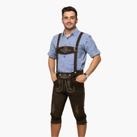 Ludwig | Herren Traditionelle Bestickte Hosentraegern Lederhose