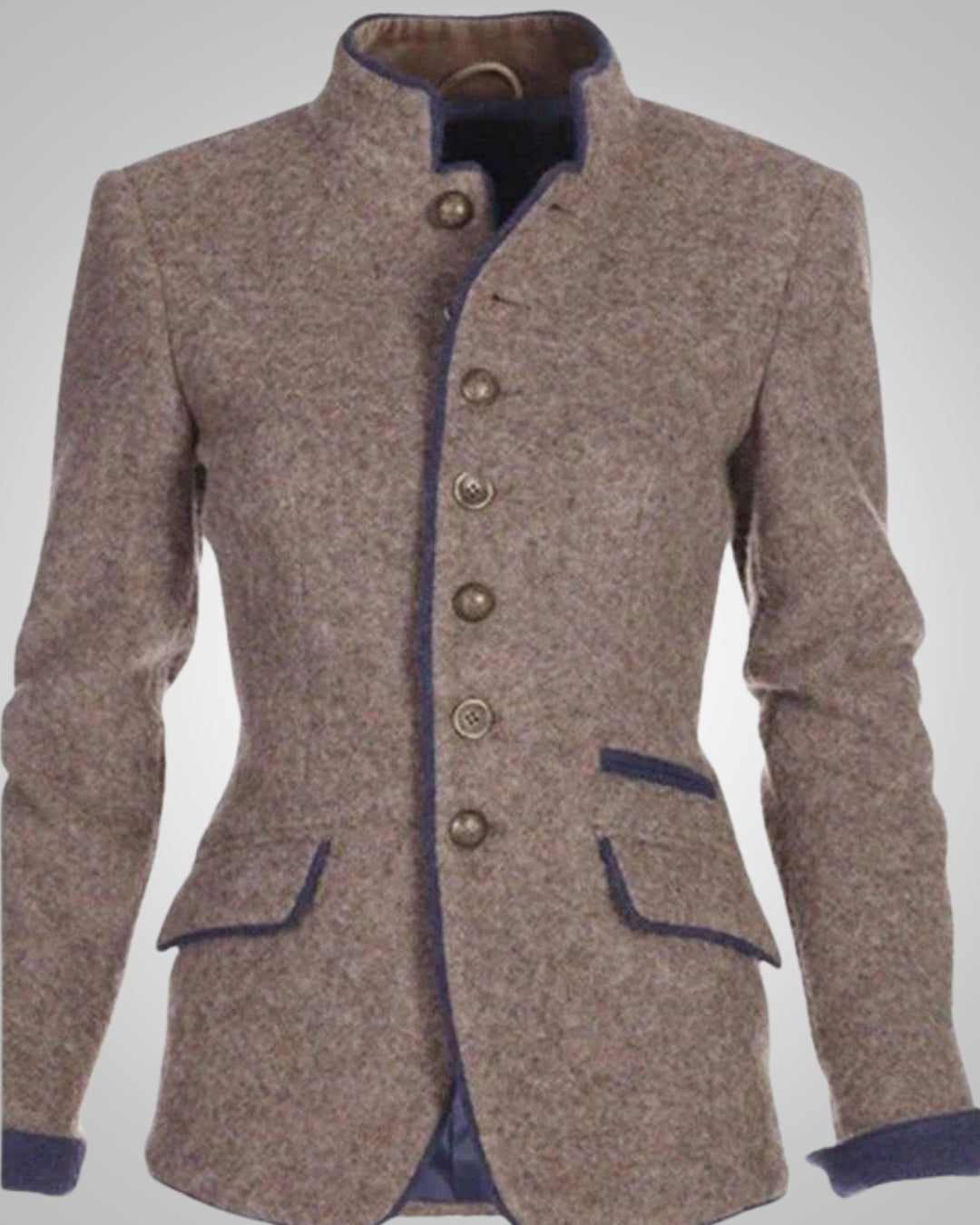 Sunara | Damen Sommer Stehkragen Fitted Cut Blazer
