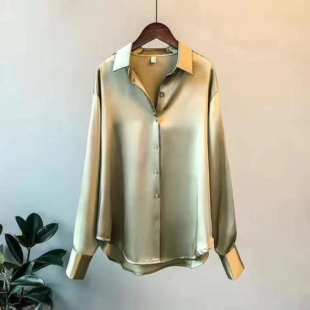 Elvira | Blouse en satin à manches longues d&
