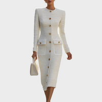 Yara | Elegantes Midikleid mit Knöpfen und langen Ärmeln für Damen