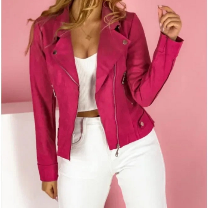 Mia | Veste biker asymétrique cintrée décontractée d&