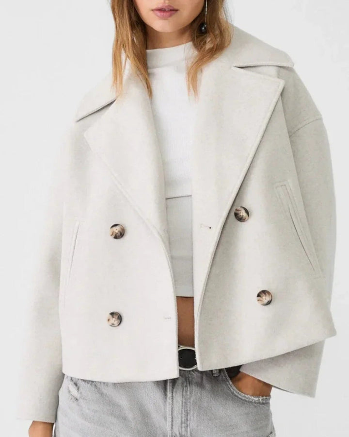 Lorena | Damen Stilvolle Elegante Kurze Mantel mit Knopfen