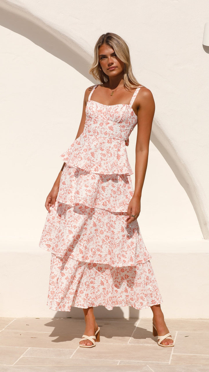 Naomi | Abito maxi floreale drappeggiato da donna