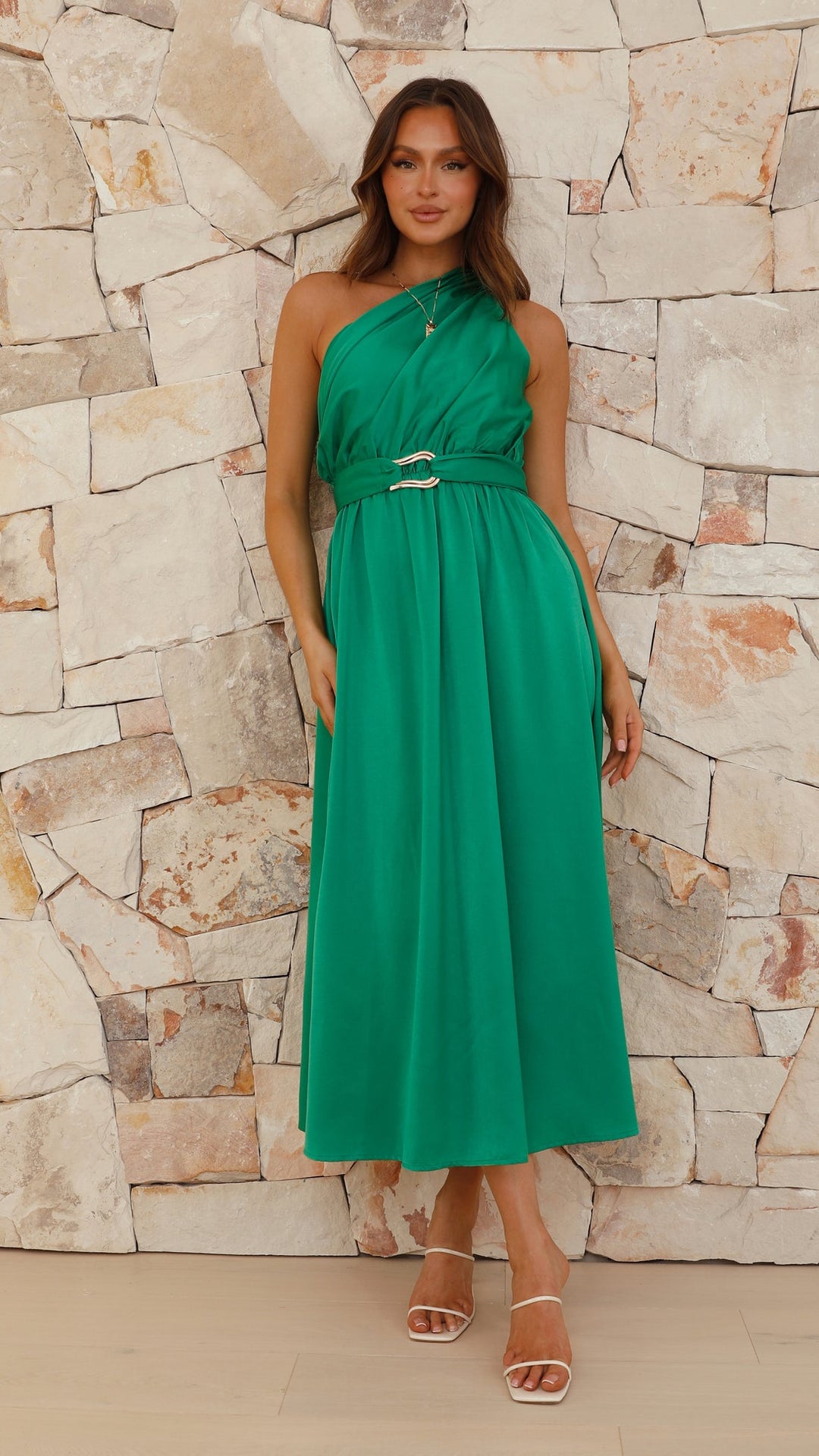 Kim | Damen Elegantes One-Shoulder A-Linie Kleid
