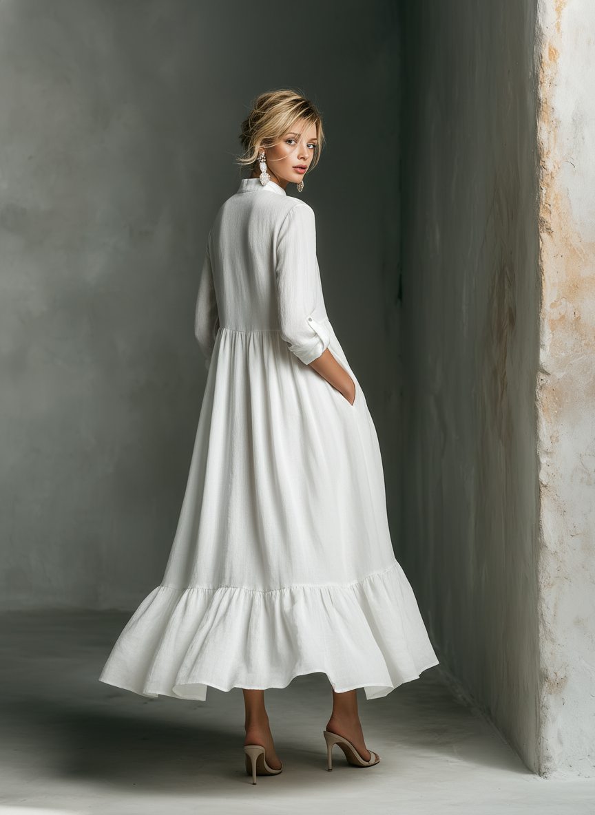 Samantha | Robe longue décontractée à manches longues