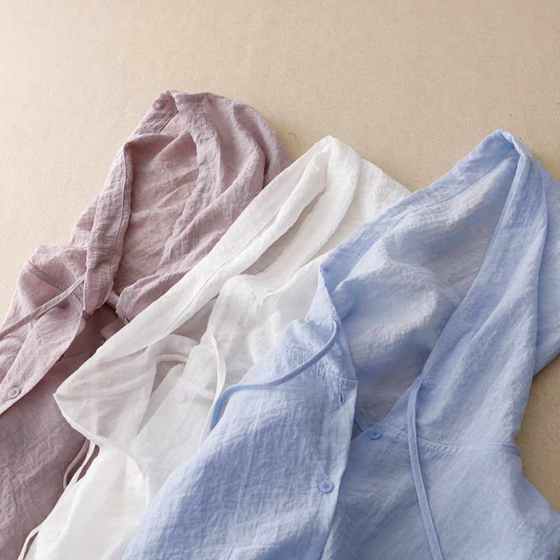 Tabea | Blouse en lin aérée avec capuche pour femmes