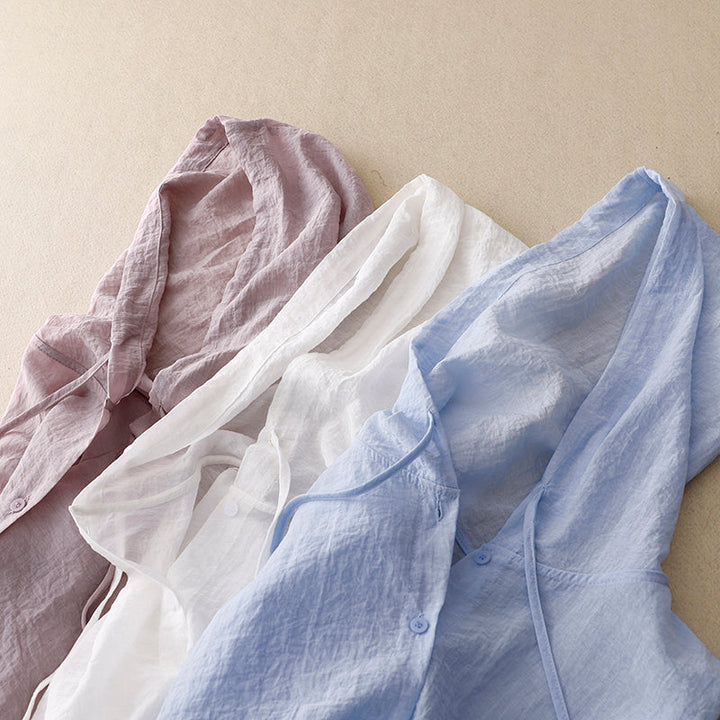 Tabea | Blouse en lin aérée avec capuche pour femmes